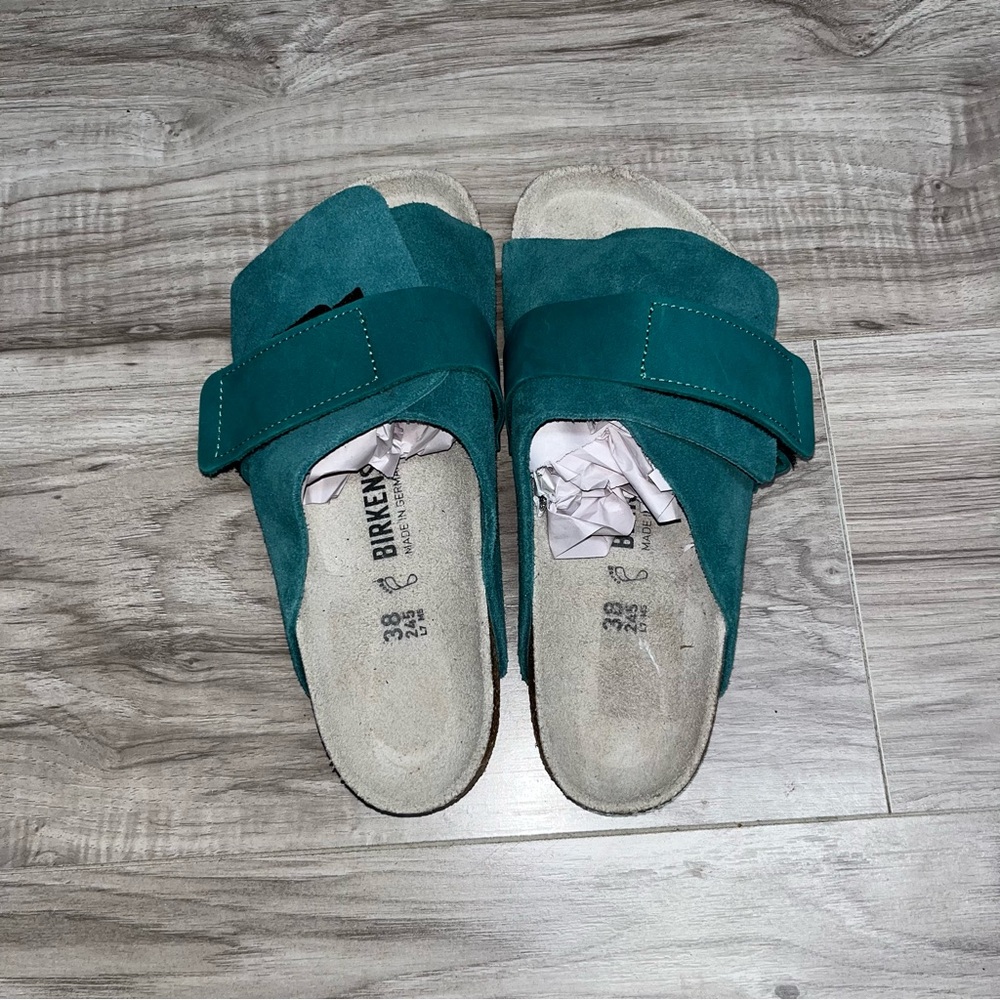 Birkenstock Kyoto Dark Teal Suede Sandals